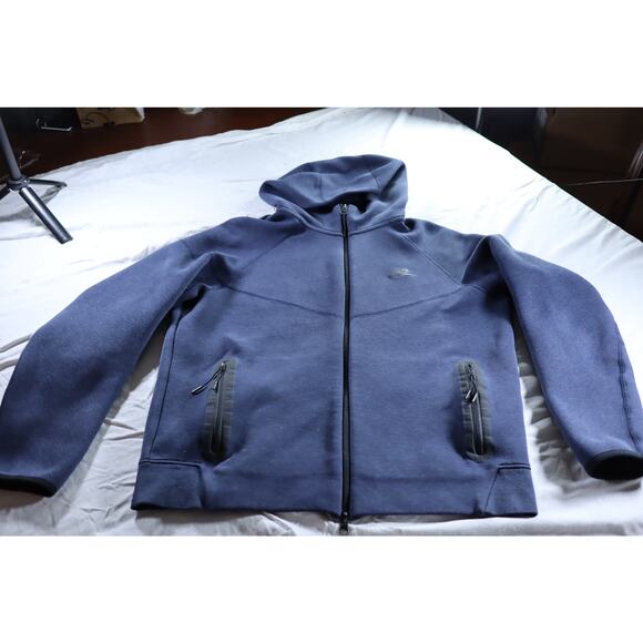 Nike Tech Full-Zip Hoodie Men’s Large Navy Blue – Water-Resistant Zipper Pockets - Picture 2 of 10